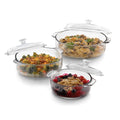 3-Piece Glass Casserole Baking Dish Set with Glass Covers G9027