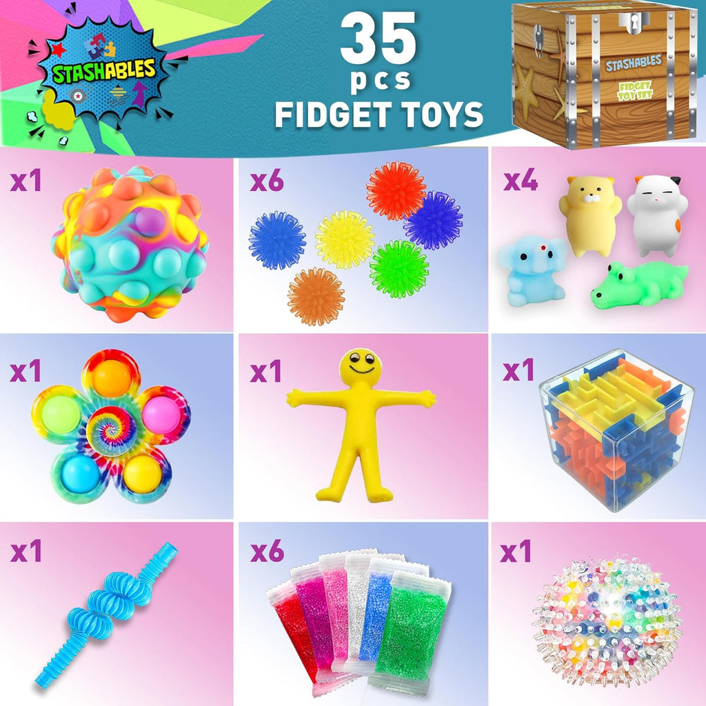 35pcs Fidget Toys Pack with Stress Balls and Fidget Cube K98119