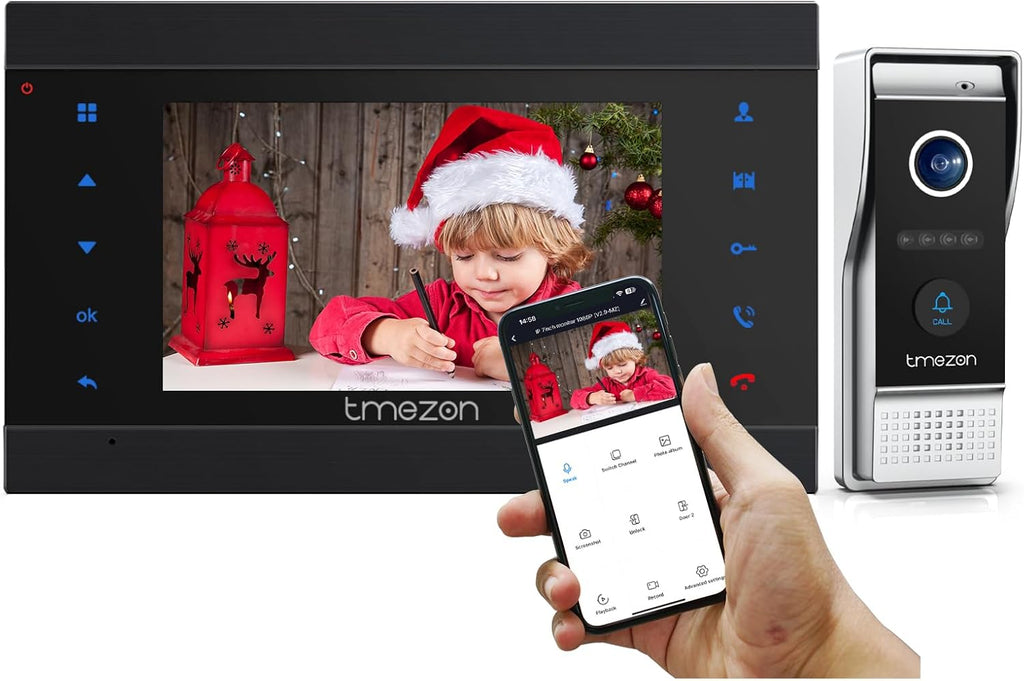 Wireless WIFI Video Door Phone IP Doorbell Intercom System with 7 Inch Monitor 1080P Wired Camera Night Vision J8546