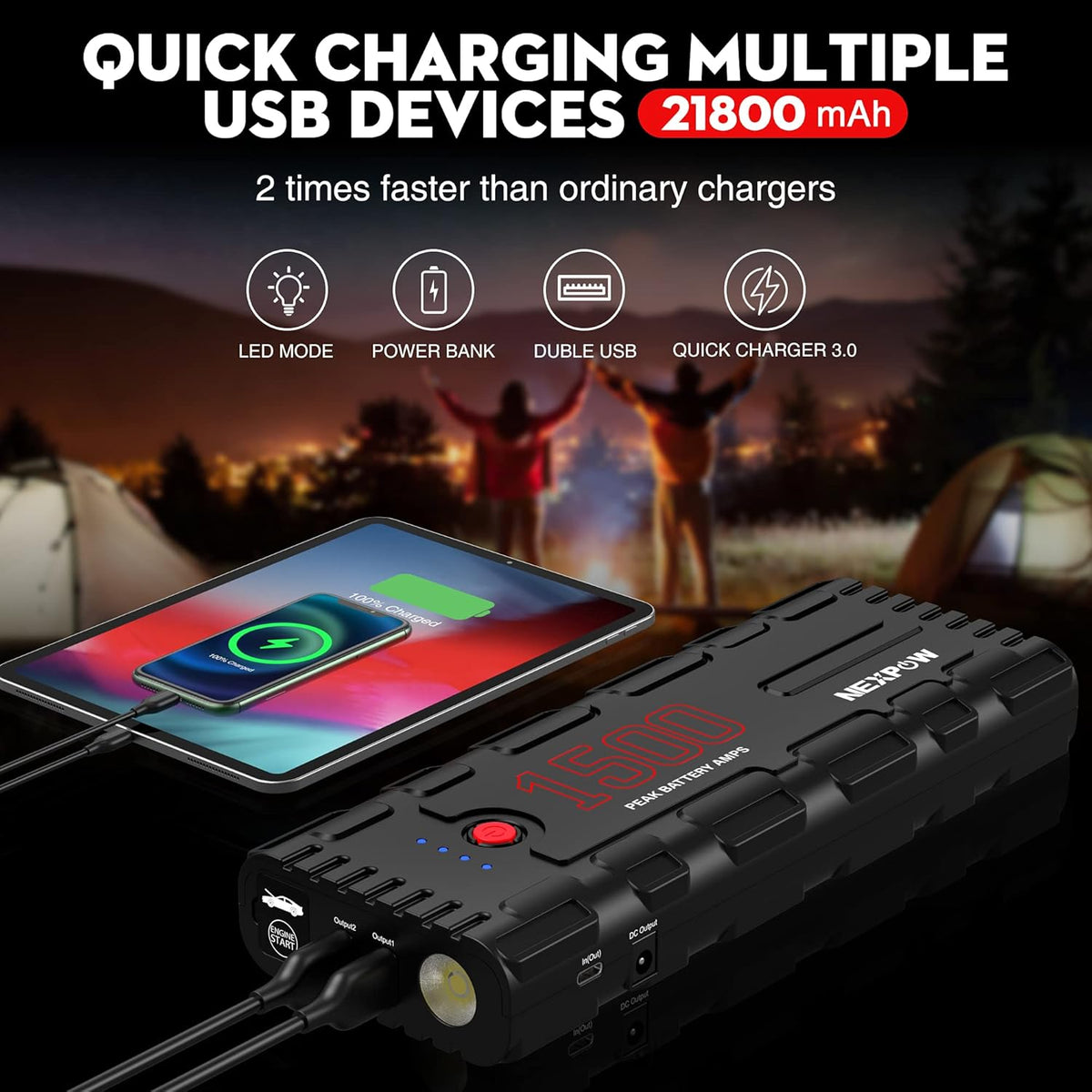 21800mAh 12V Portable Car Jump Starter Pack of 2 Q64851