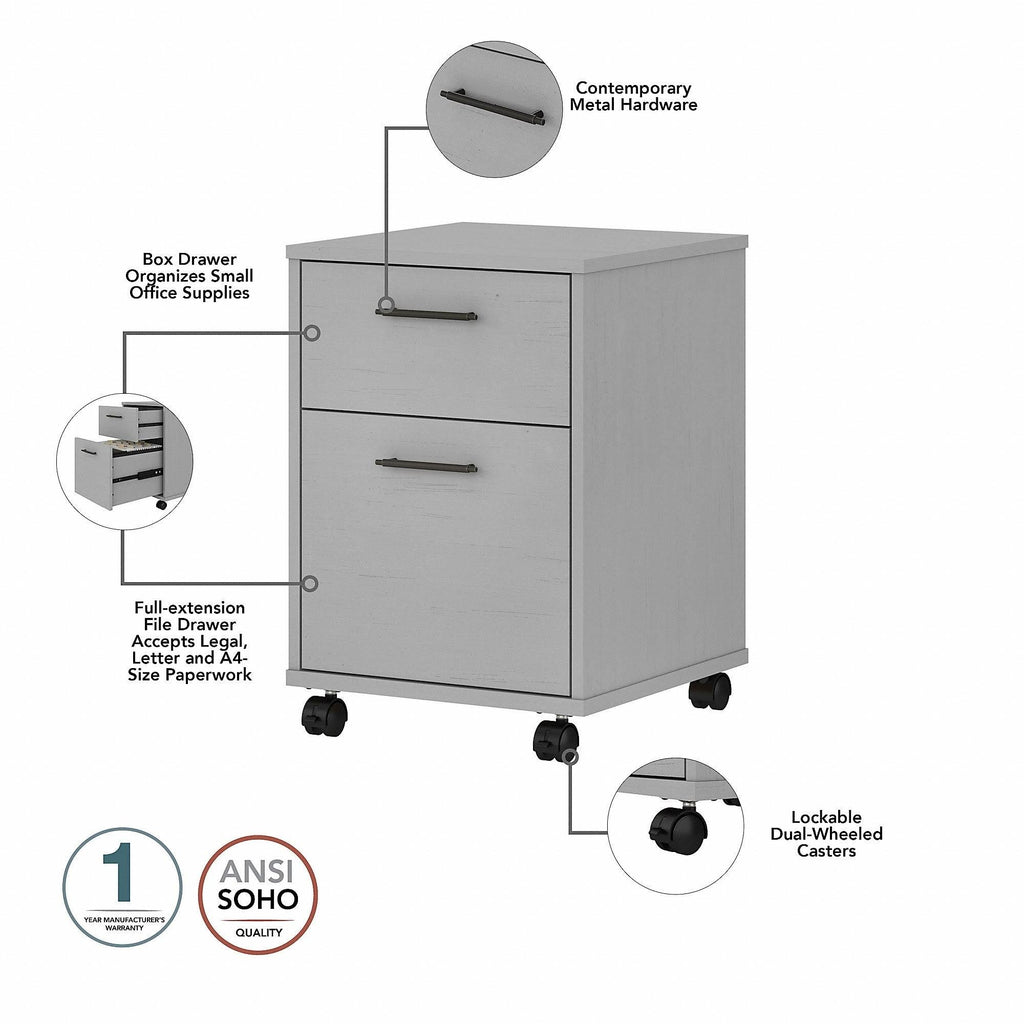 60-Inch L-Shaped Desk with Mobile File Cabinet F17394