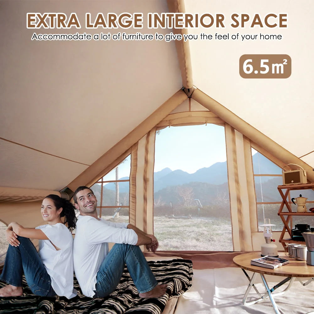 Inflatable Tent Air Tent Large Glamping Tent with Pump Waterproof Oxford Air Tent 4 Seasons Windproof Tents for Family Camping for 4-6 Persons S282906