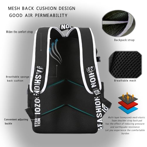 Blue Laptop Backpack with USB Charging Port, Anti-Theft Lock, Pencil Bag A98941