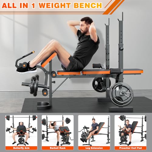 6 in 1 Adjustable Weight Bench with Leg Extension F498159
