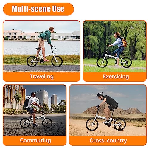 20 Inch 7 Speed Folding Bike with Dual Disc Brakes Carbon Steel White E32843