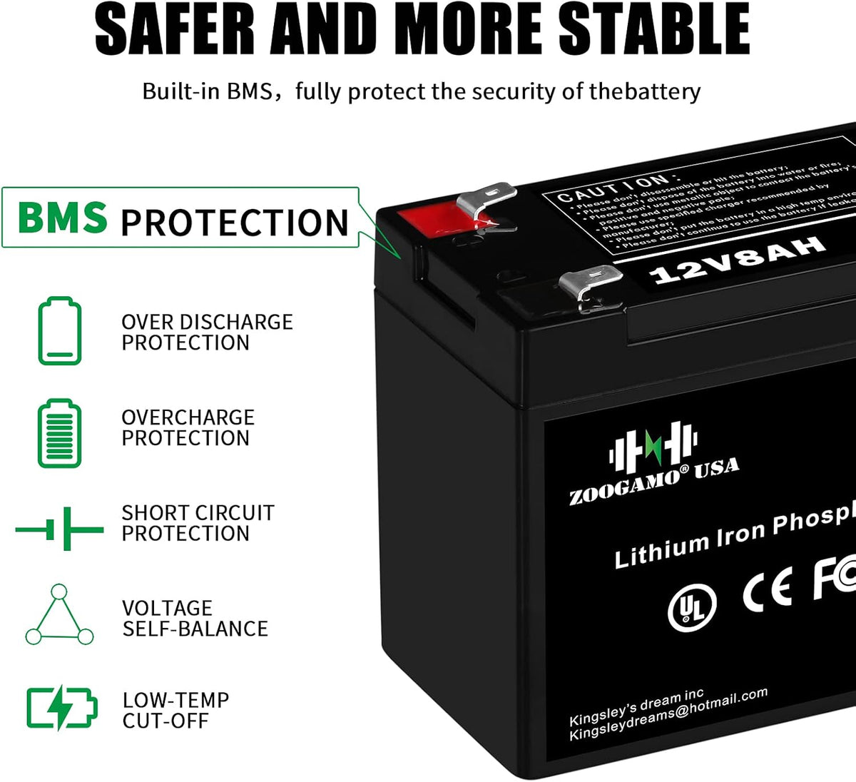 12V 300Ah Lithium LiFePO4 Deep Cycle Rechargeable Battery with Built-in BMS C9608