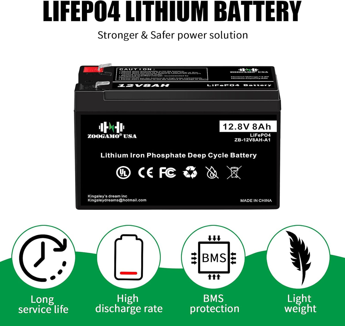 12V 300Ah Lithium LiFePO4 Deep Cycle Rechargeable Battery with Built-in BMS C9608