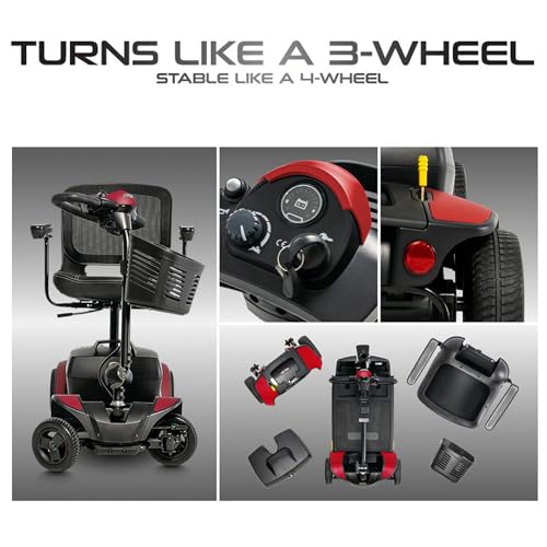 Iceberg Blue 4-Wheel Scooter with 18 Ah Battery, 300 Lbs Weight Capacity, 17"x17" Foldable Seat E2673