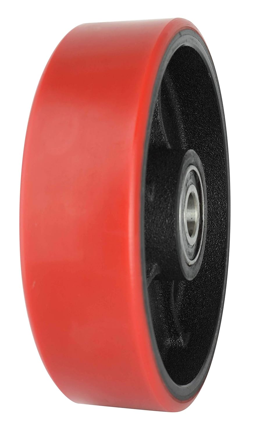 Red Poly Tread Steering Wheels Set with Axle, Fasteners and Protective Caps (4 pcs) 7 x 2 with Bearings ID 20mm G821024