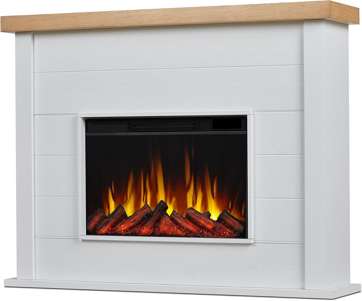White 49" Slim Electric Fireplace with Mantel Y1322