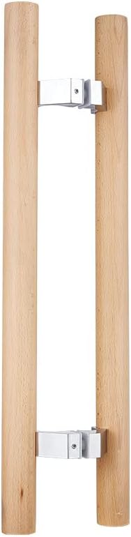Glass Door Handle 304 Solid Connector Beech Wood Door Pull Length 24inches Wood Color Pack of 2 J413