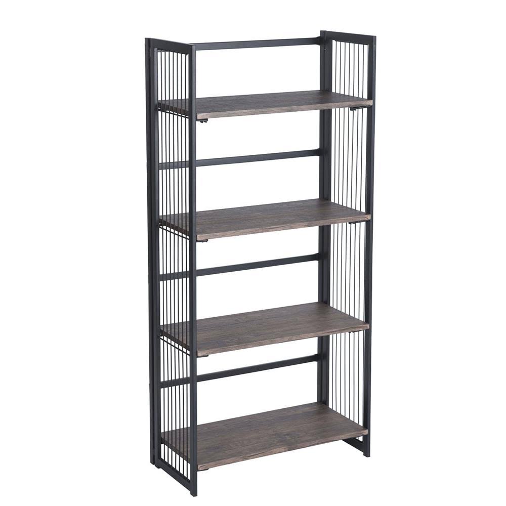 Black Metal 4-Shelf Standard Bookcase with Open Back S362920