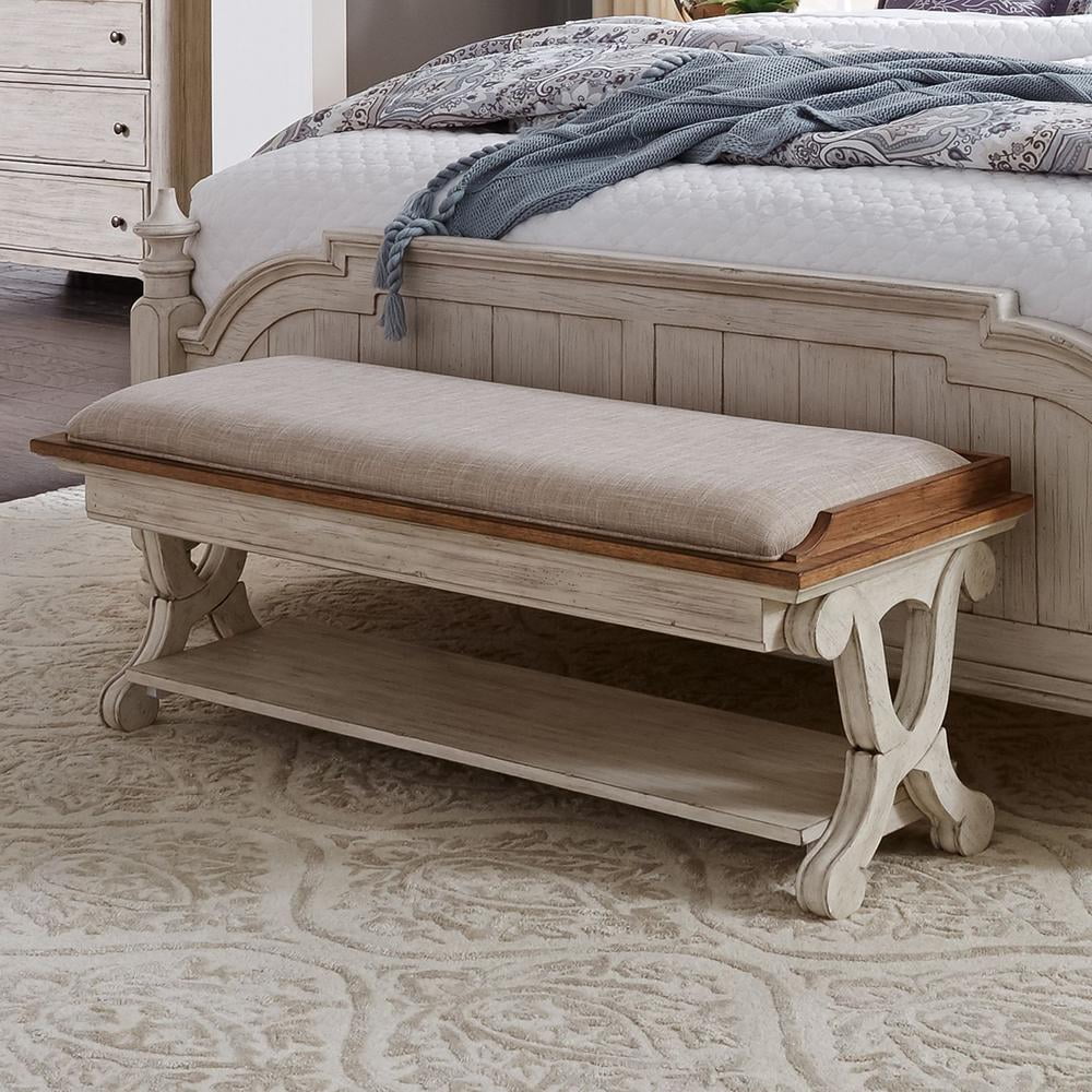 White Bed Bench D31625