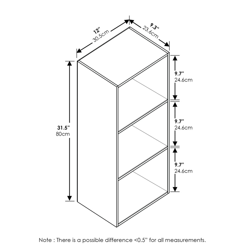 3-Tier Open Shelf Bookcase H137