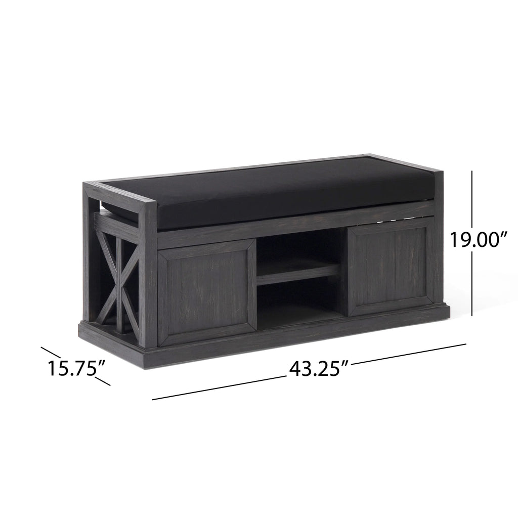 Acacia Wood Storage Bench with Cushion C85504