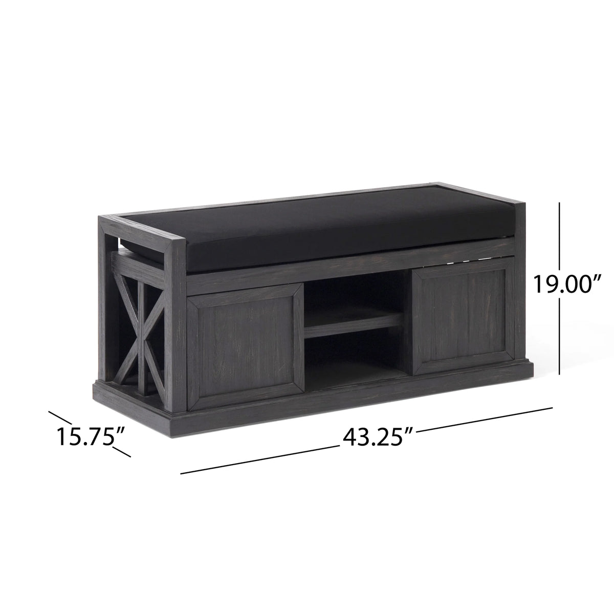Acacia Wood Storage Bench with Cushion C85504