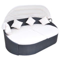 Outdoor Bed with Canopy Poly Rattan Black Q404