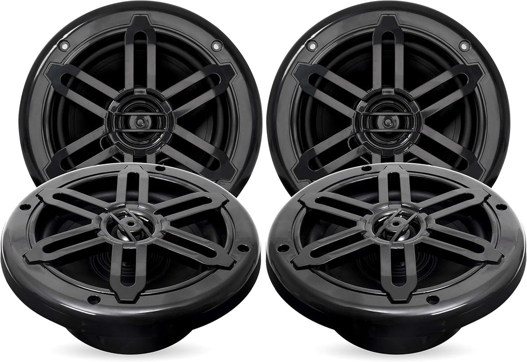 Four 1000 Watt Peak 6.5-inch 2-Way Marine Speakers with Bluetooth Amplifier B66720