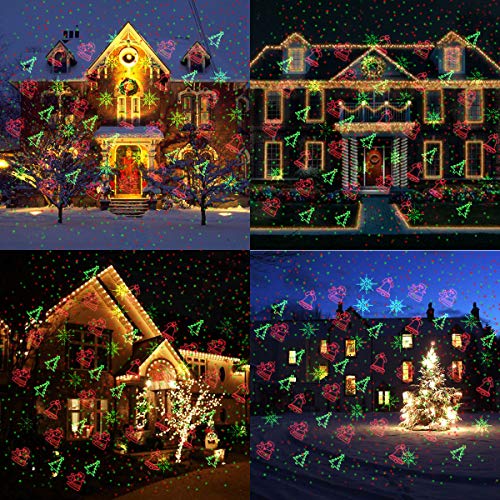 Christmas Projector Lights Outdoor Laser Lights Landscape Spotlight Red and Green Star Shower with Wireless Remote R6393
