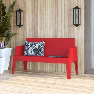 Red Plastic Garden Bench D664
