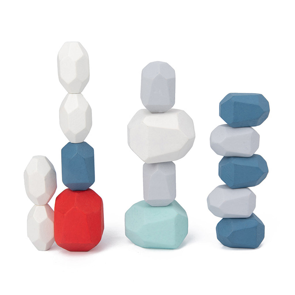 36 Pcs Wooden Colored Stone Stacking Game Building Block R91247