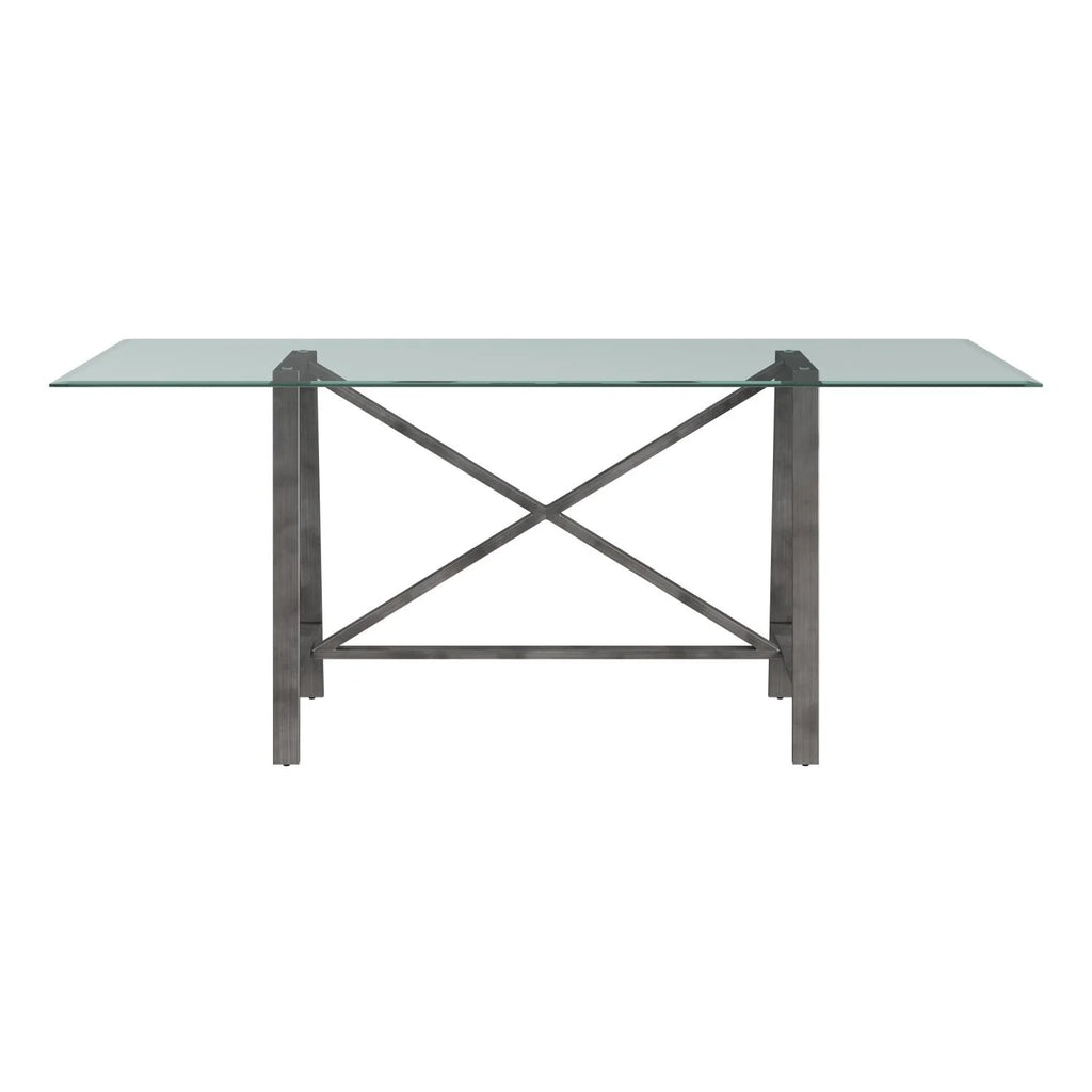 Rectangular Metal & Glass Dining Table in Pewter K388439