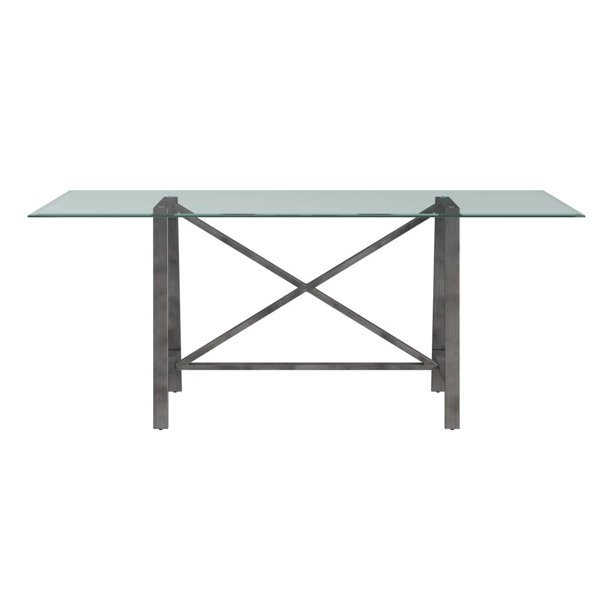 Rectangular Metal & Glass Dining Table in Pewter K388439
