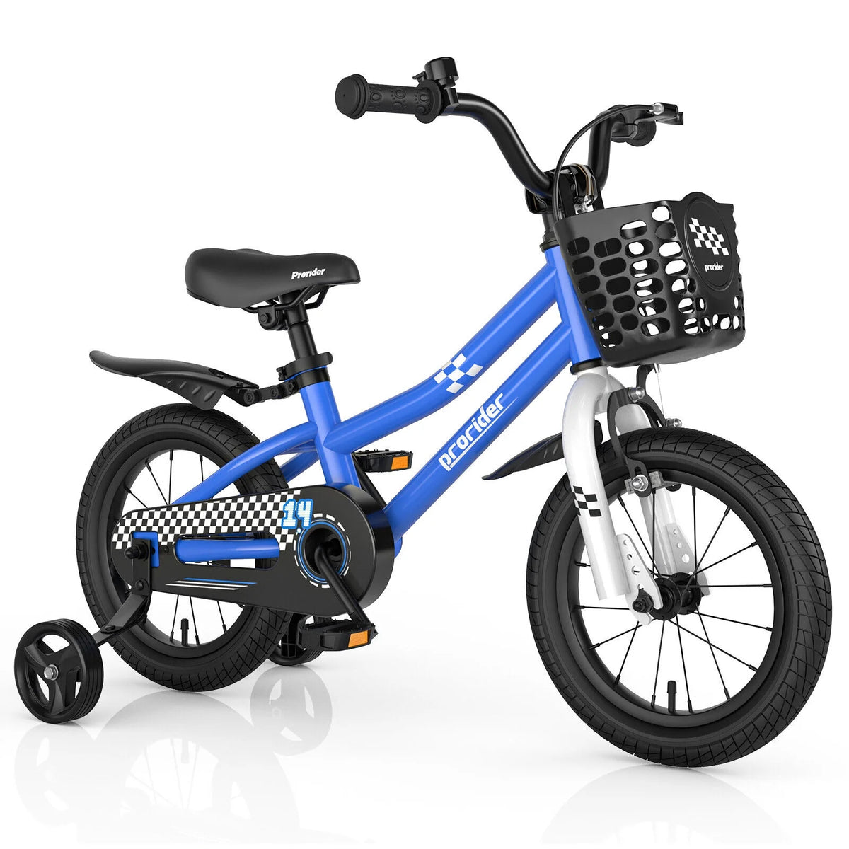 14 Kid's Bike with Training Wheels and Basket, Blue M326265