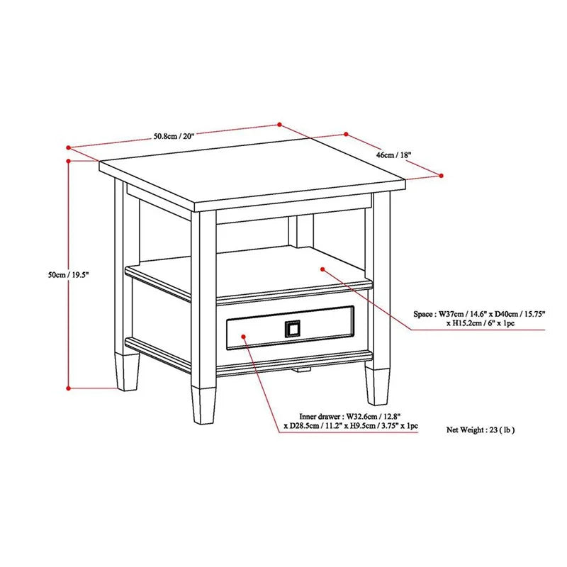 Black 2-Piece Wood End Side Table Set S939