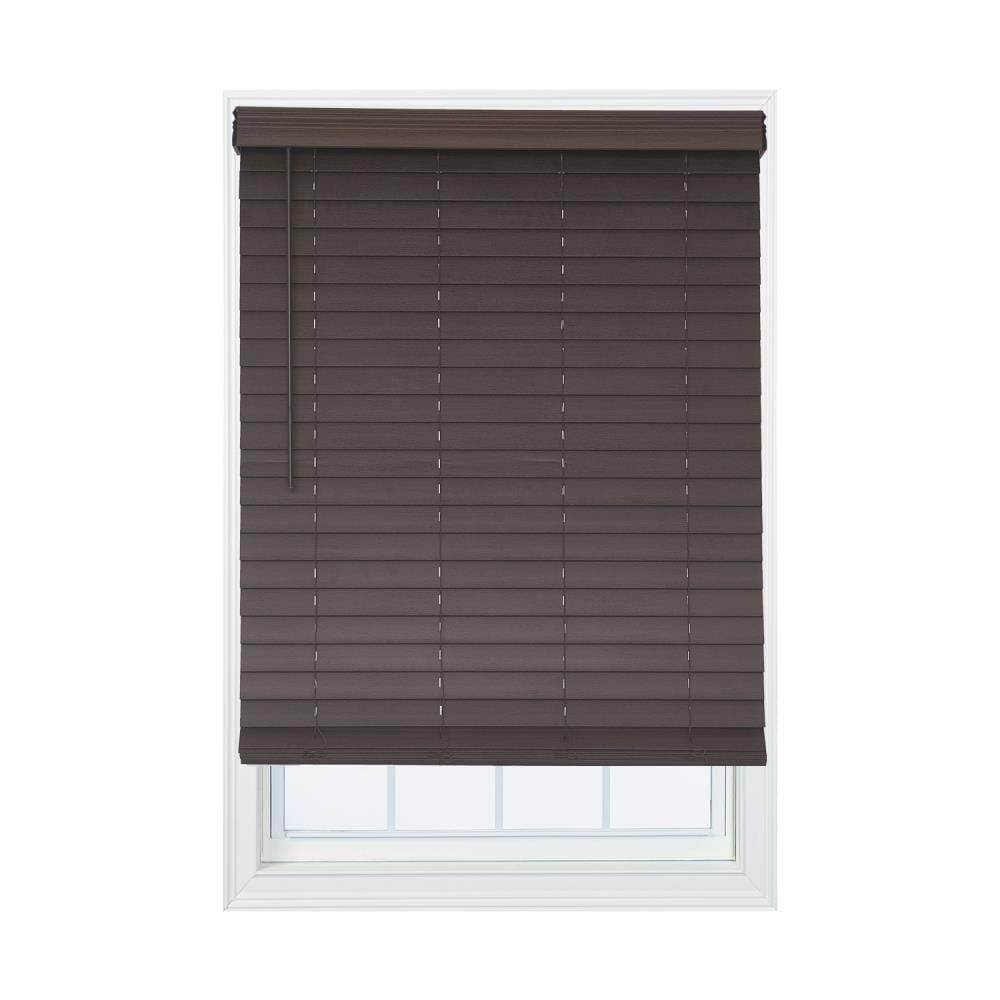 62.5-in x 72-in Cordless Brown Faux Wood Room Darkening Horizontal Blinds A364667