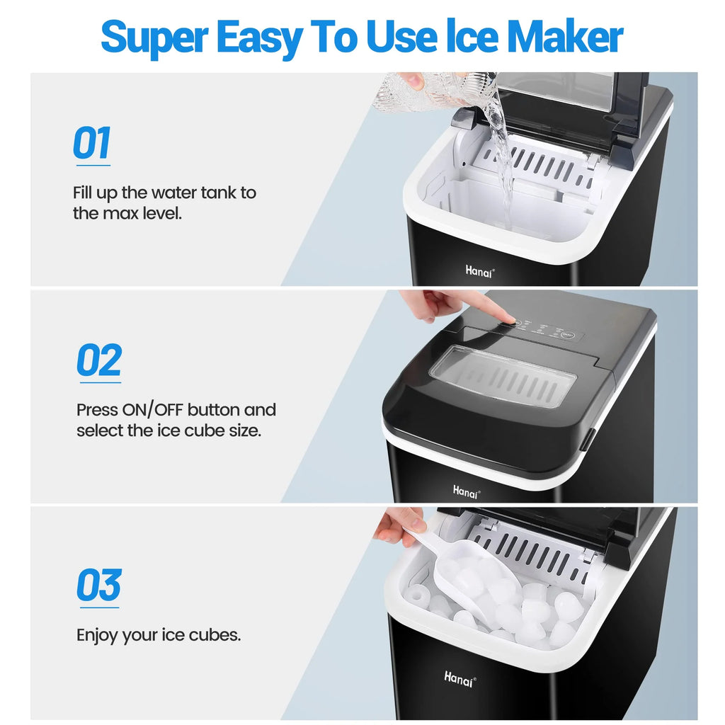 Black Portable Compact Countertop Ice Maker V3321