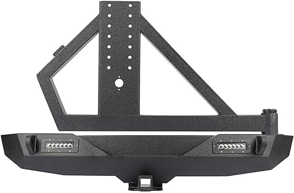 Black Rear Bumper with Tire Carrier and LED Lights N5818