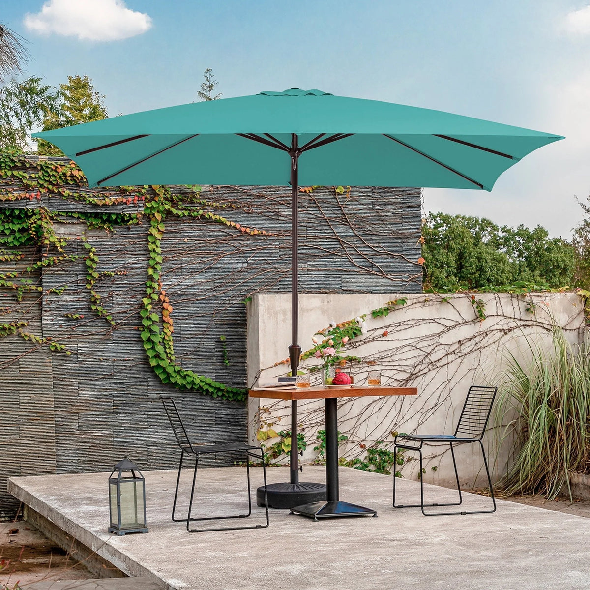 8 x 10 ft Outdoor Rectangular Patio Market Umbrella, Beige E44261