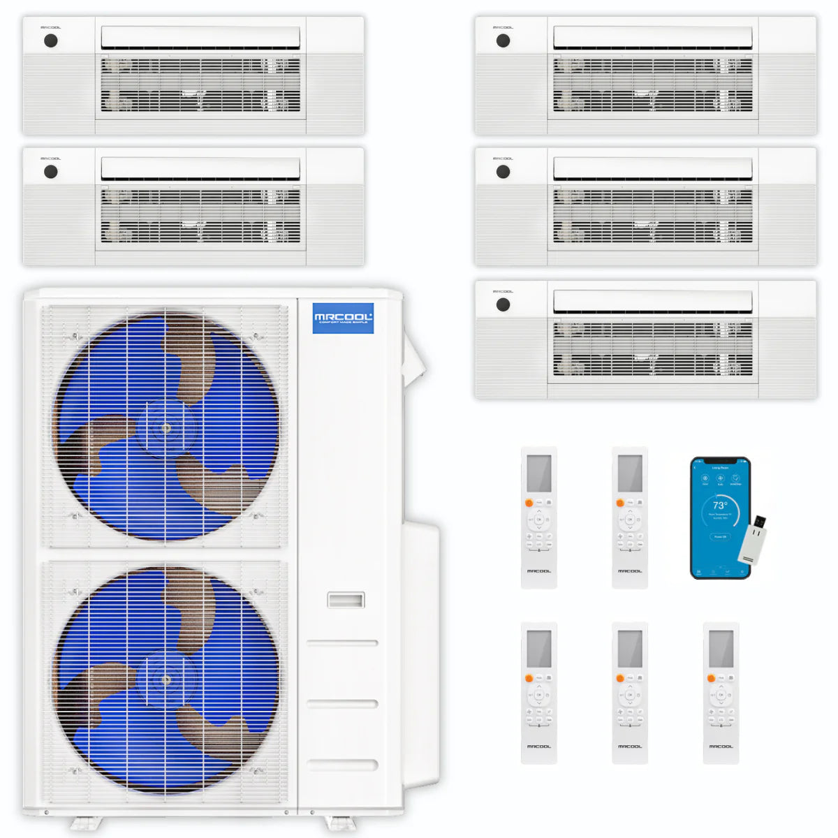 48,000 BTU 5 Zone Ceiling Cassette Ductless Air Conditioner and Heat Pump Z239