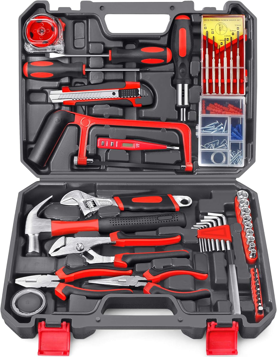 108 Pcs Alloy Steel Hand Tool Kit with Plastic Toolbox L7367