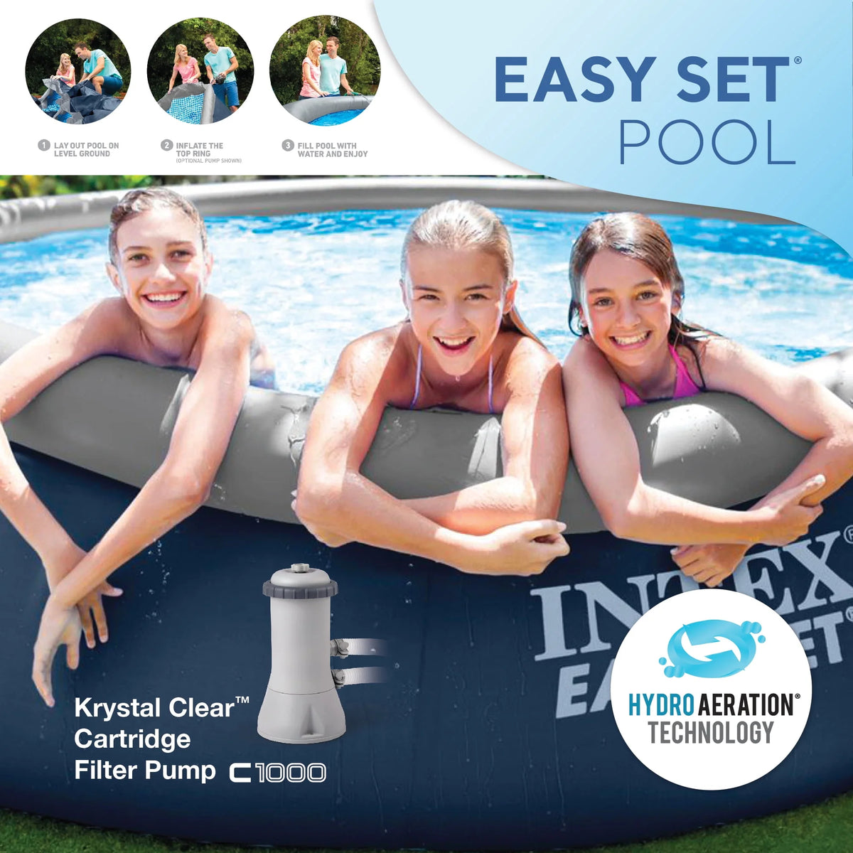 15' x 42 Inflatable Above Ground Swimming Pool Set C549