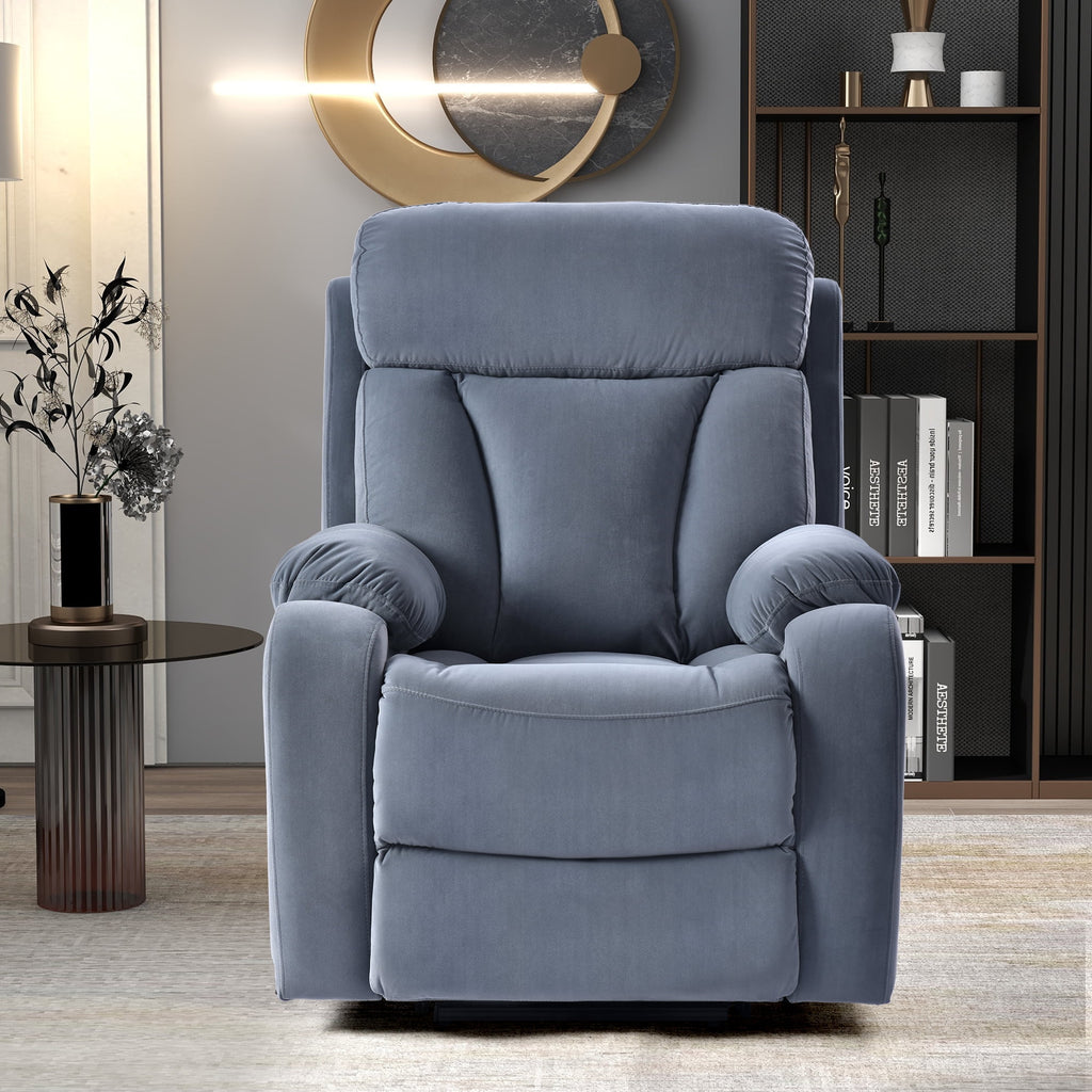 Light Gray Cashmere Fabric Power Recliner Sofa Chair R639267