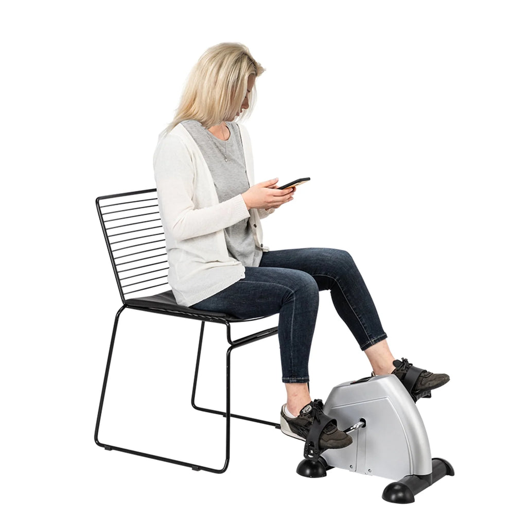 White Under Desk Exercise Pedal Bike with LCD Screen B4453