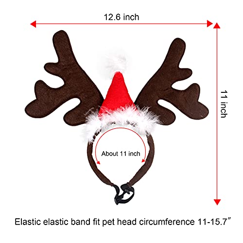 Christmas Dog Elk Reindeer Antler Headband Santa Hat Pet Costume J96756