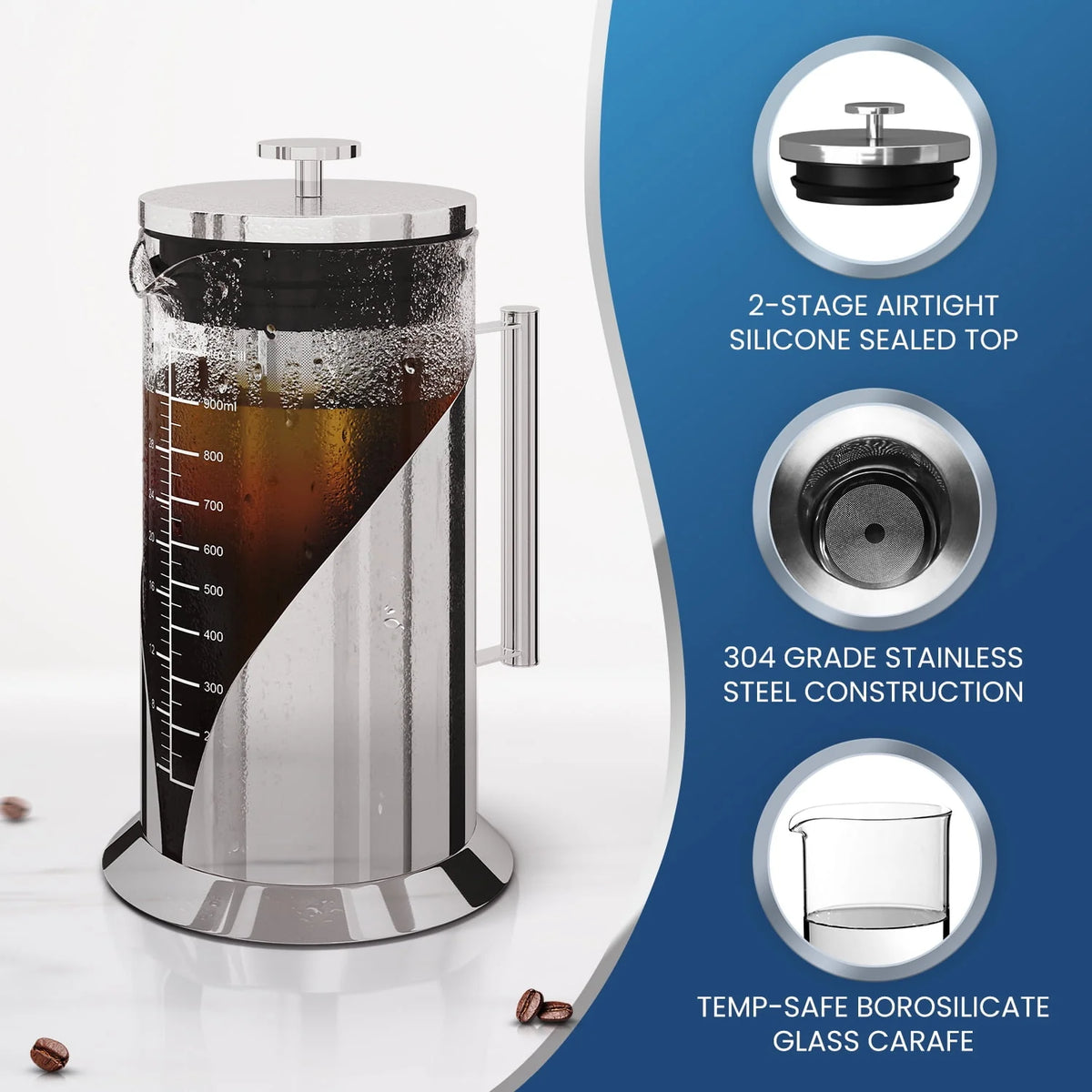 Cold Brew Coffee Maker 34 Ounces Glass Pitcher U895