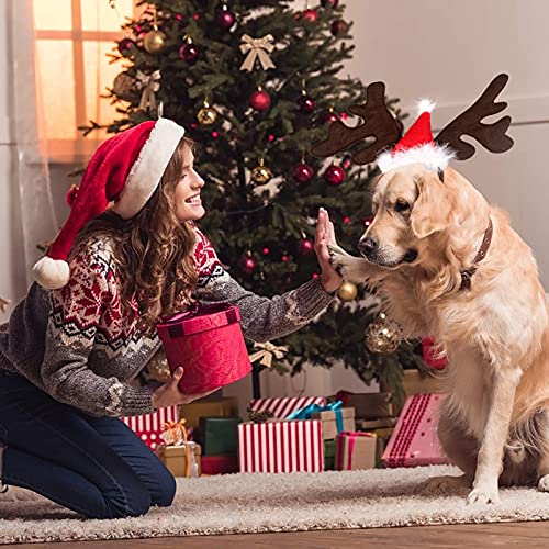 Christmas Dog Elk Reindeer Antler Headband Santa Hat Pet Costume J96756