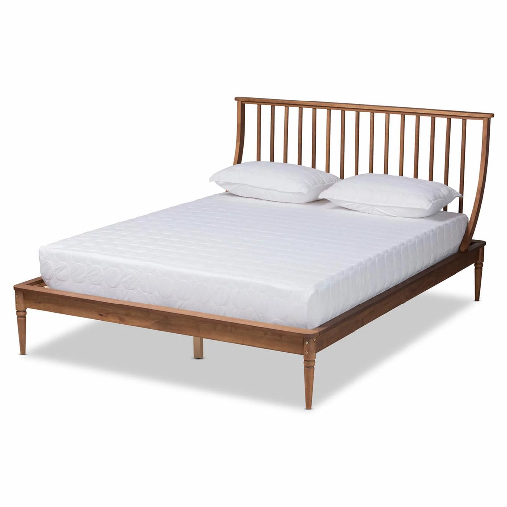 Walnut Brown Wood King Size Platform Bed E812673