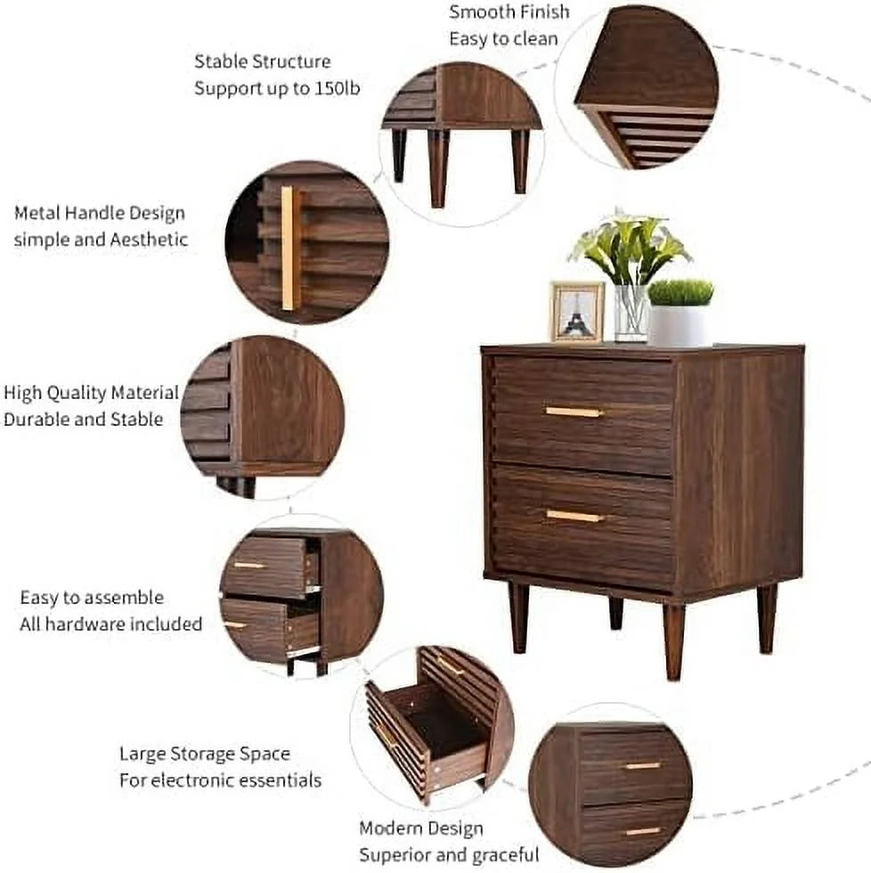 Set of 2 Nightstands with 2 Drawers B929517