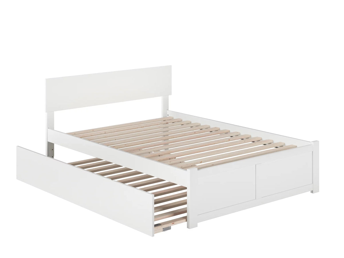White Full Platform Bed with Trundle B109