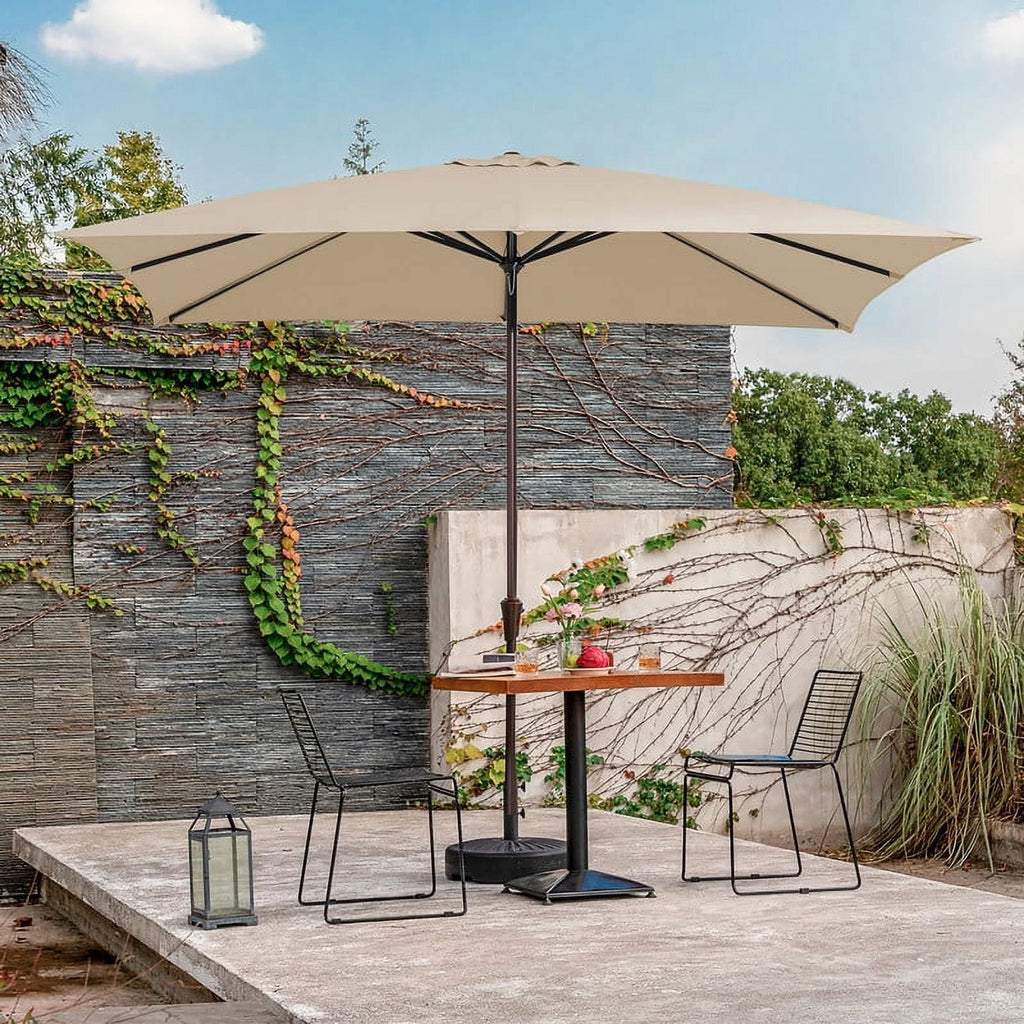8 x 10 ft Outdoor Rectangular Patio Market Umbrella, Beige E44261