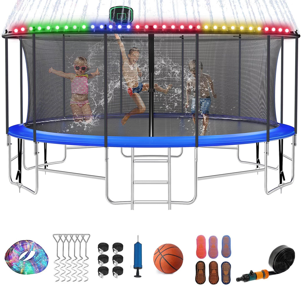 16FT Outdoor Recreational Trampoline with Basketball Hoop R179