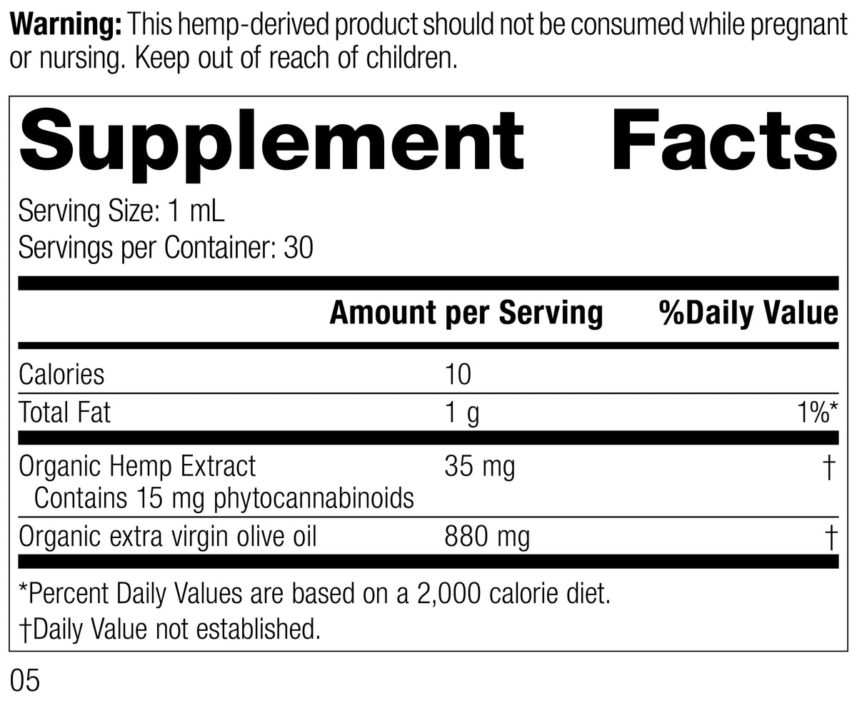 Hemp Oil Liquid-Organic, 30 mL (1 fl oz) W10471