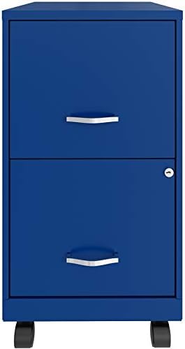 White 2 Drawer Metal Mobile File Cabinet with Lock X978