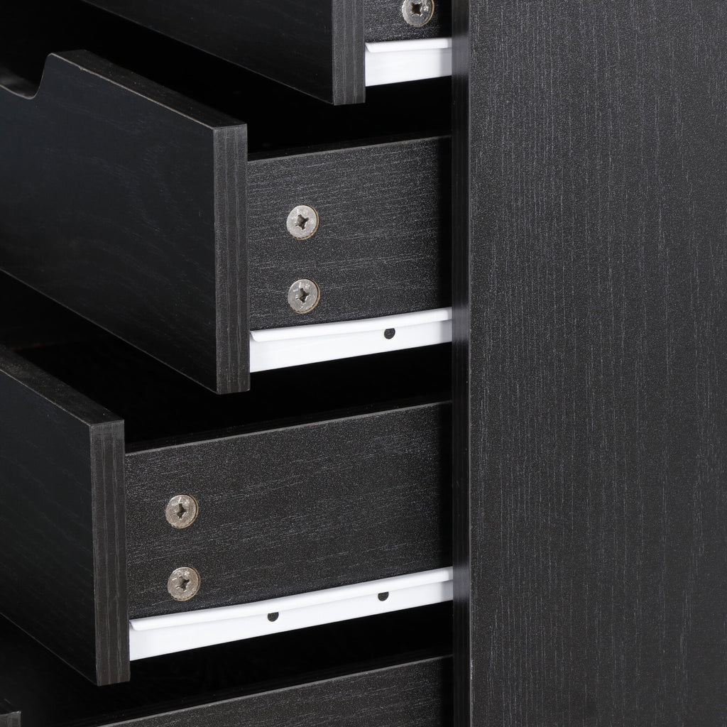Black 5 Drawer Desk Cabinet with Casters Y985607