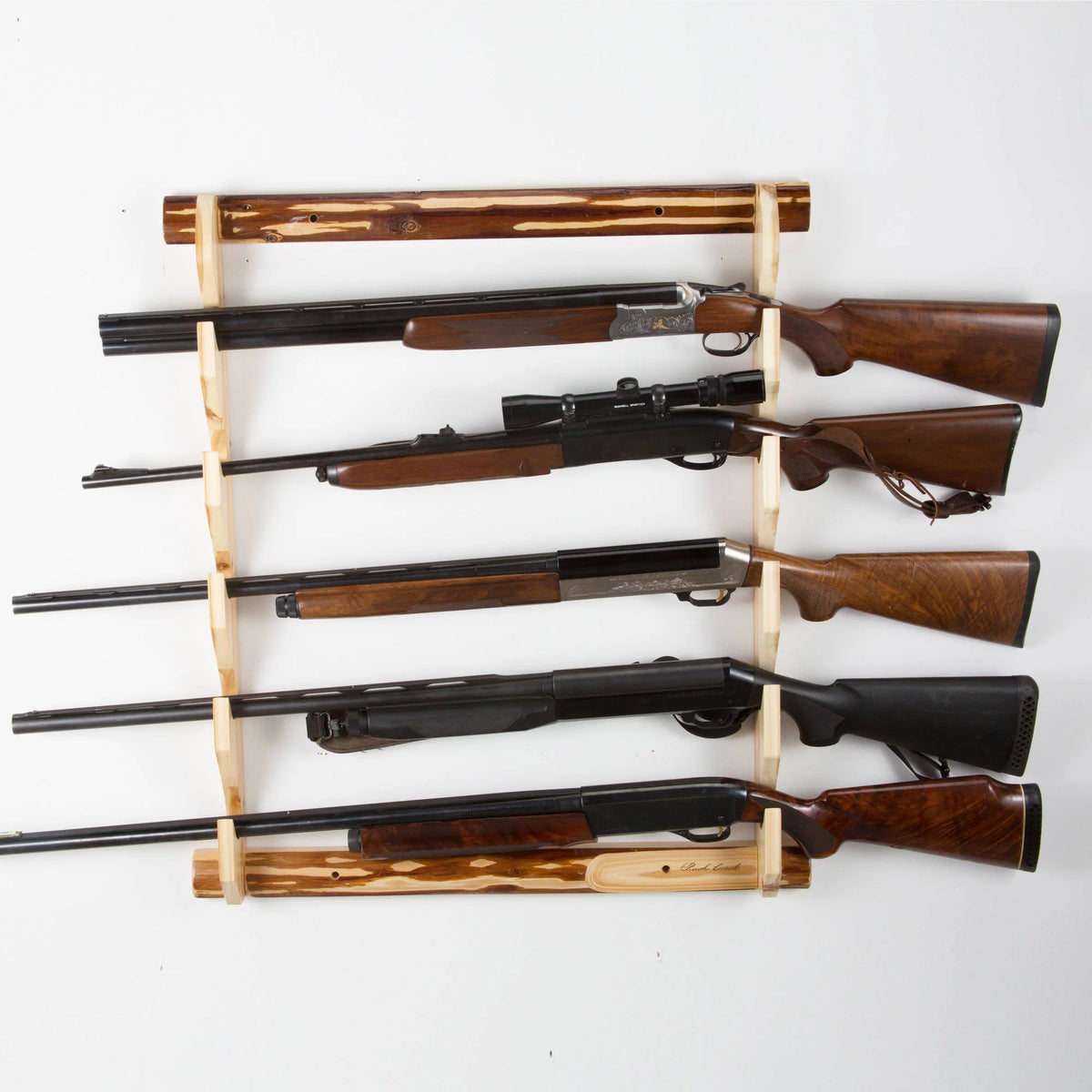 Indoor 5 Rifle or Shotgun Pine Wall Storage Display Rack J74585
